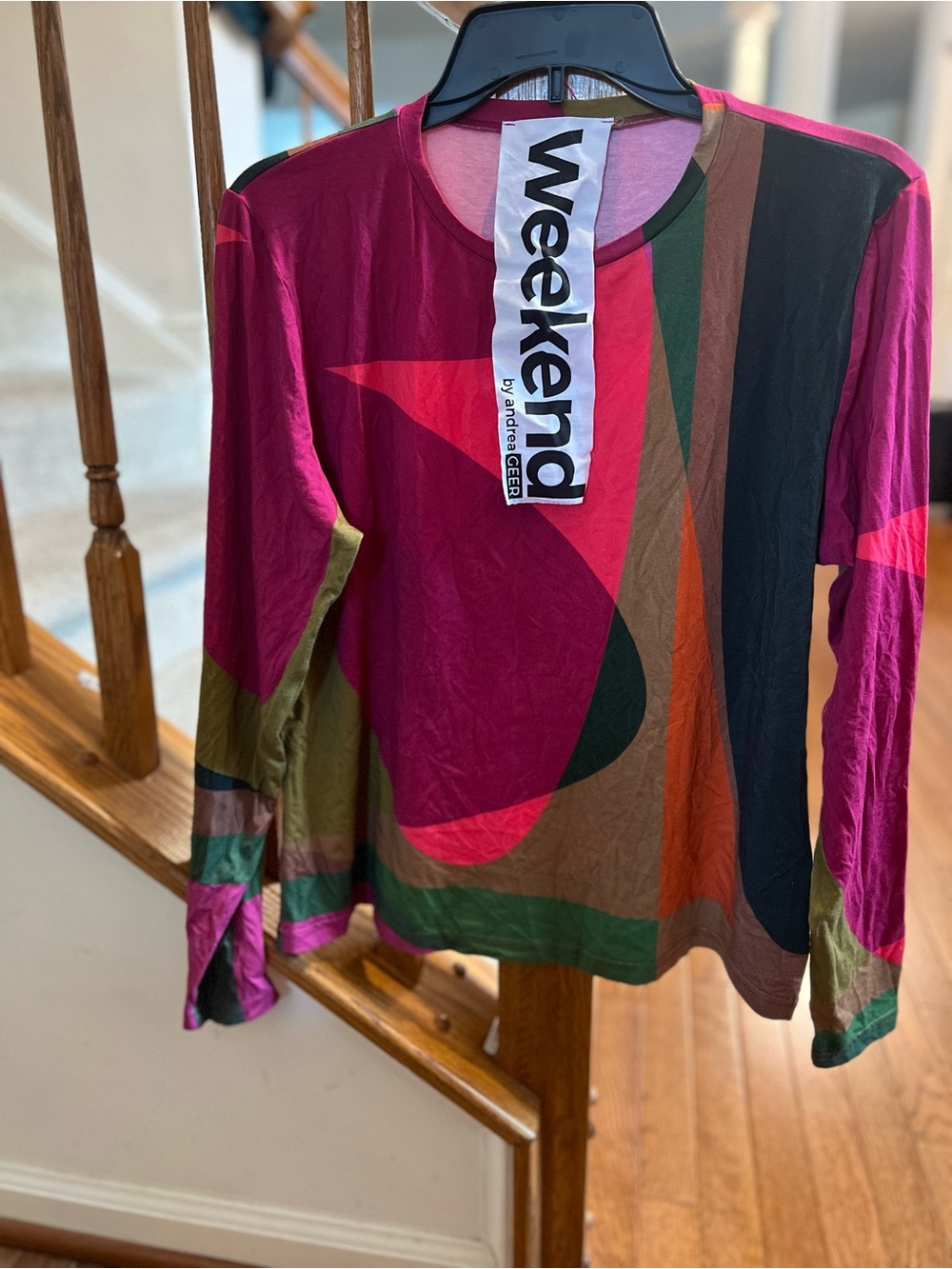 Andrea Geer Long Sleeve Abstract Print Top - Fuchsia/Multi